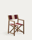 Chaise pliable d’extérieur Vilara rayures grenat et beiges en bois d’acacia FSC 100 %