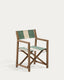 Chaise pliable d’extérieur Vilara rayures vertes et beiges en bois d’acacia FSC 100 %