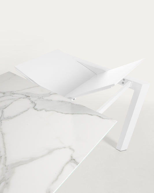 Table Axis 120 (180) cm pieds blanc