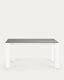 Table extensible Axis grès cérame finition Hydra Plomo pieds blancs 160 (220) cm