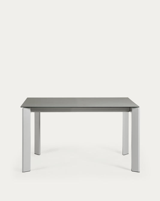 Table extensible Axis grès cérame finition Hydra Plomo et pieds en acier gris 140(200)cm