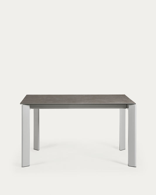 Table extensible Axis grès cérame finition Vulcano Cendrée pieds en acier gris 140(200)cm