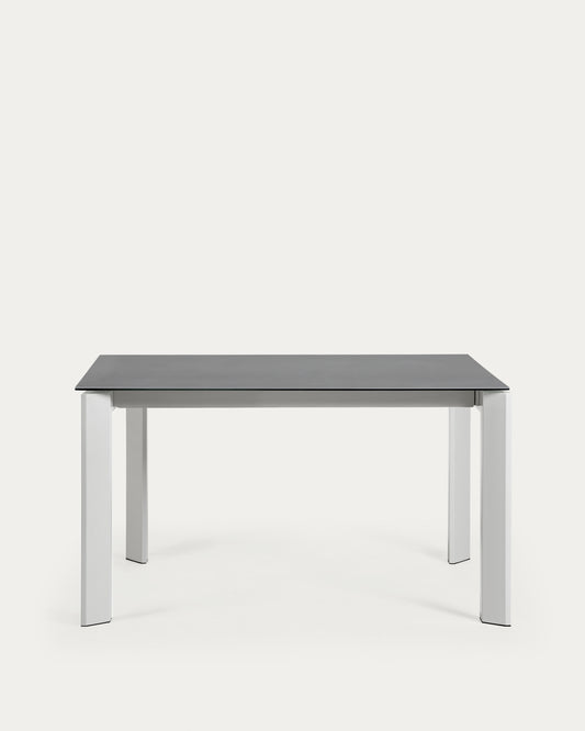 Table extensible Axis grès cérame finition Vulcano Roca pieds gris 140 (200) cm