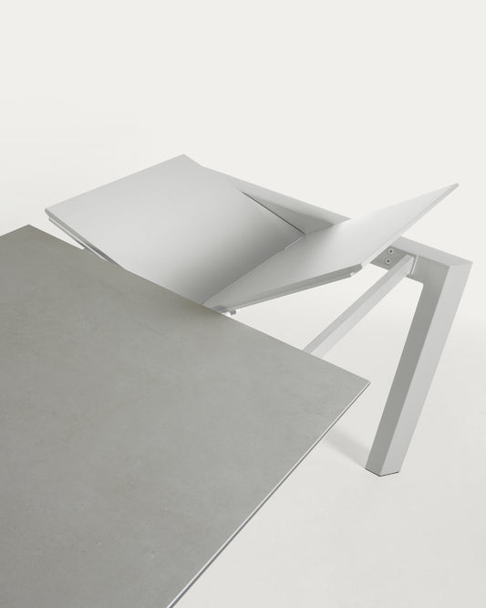 Table extensible Axis grès cérame finition Hydra Plomo pieds gris 160 (220) cm