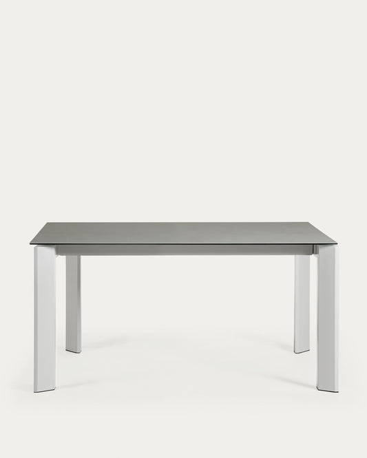 Table extensible Axis grès cérame finition Hydra Plomo pieds gris 160 (220) cm