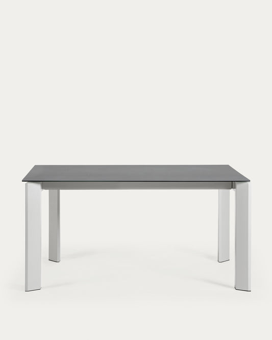 Table extensible Axis grès cérame finition Vulcano Roca pieds gris 160 (220) cm