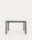 Table extensible Axis grès cérame finition Kalos blanche pieds gris foncé 120 (180) cm