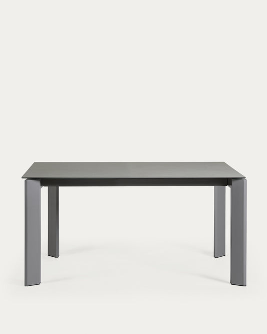 Table extensible Axis grès cérame finition Hydra Plomo pieds anthracite 160 (220) cm
