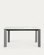 Table extensible Axis grès cérame finition Kalos blanche pieds anthracite 160 (220) cm