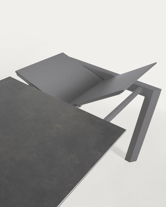 Table extensible Axis grès cérame finition Vulcano Roca pieds gris foncé 160 (220) cm
