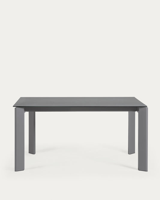 Table extensible Axis grès cérame finition Vulcano Roca pieds gris foncé 160 (220) cm