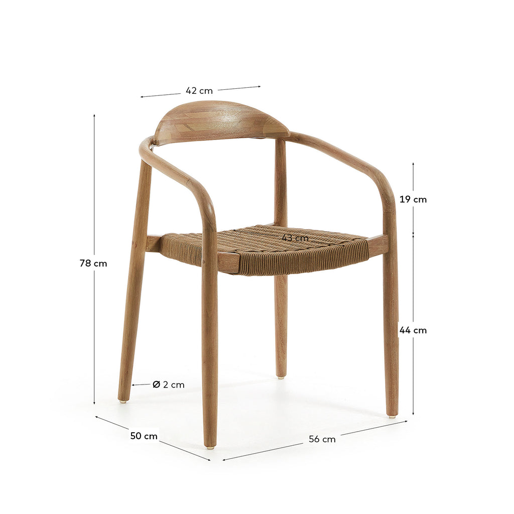 Chaise Nina en bois d'acacia et corde beige FSC 100%