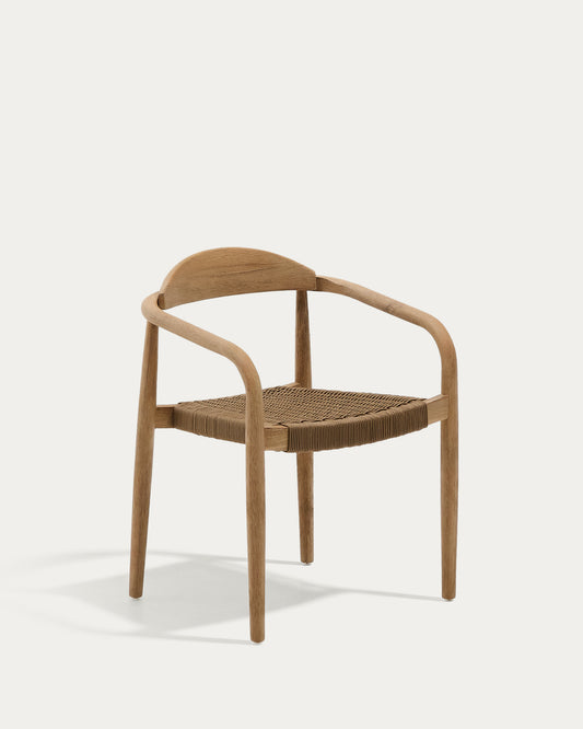 Chaise empilable Nina en bois massif d’acacia et corde beige FSC 100 %
