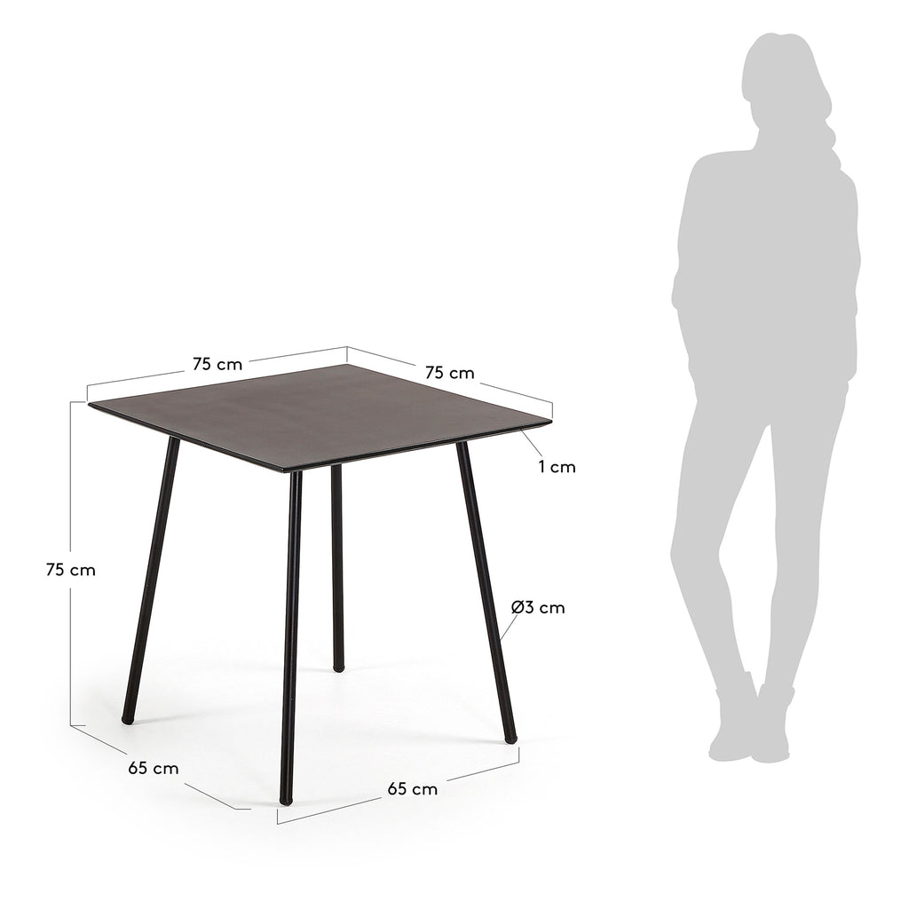 Table Mathis fibrociment avec pieds en acier finition noire 75 x 75 cm