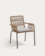 Chaise empilable Samanta en corde beige et pieds en acier galvanisé