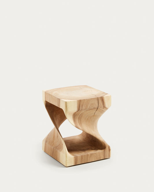 Table d'appoint Hakon en bois de Mungur et intérieur sculpté 30 x 30 cm