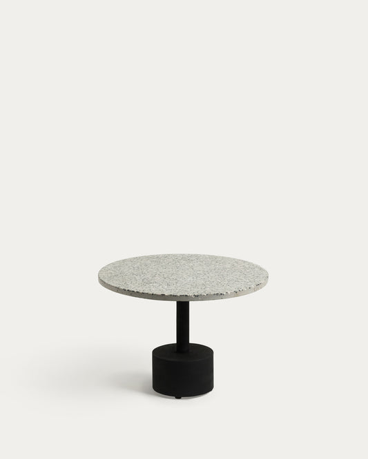 Table d'appoint Delano en terrazzo gris et pieds en acier noir Ø 55 cm