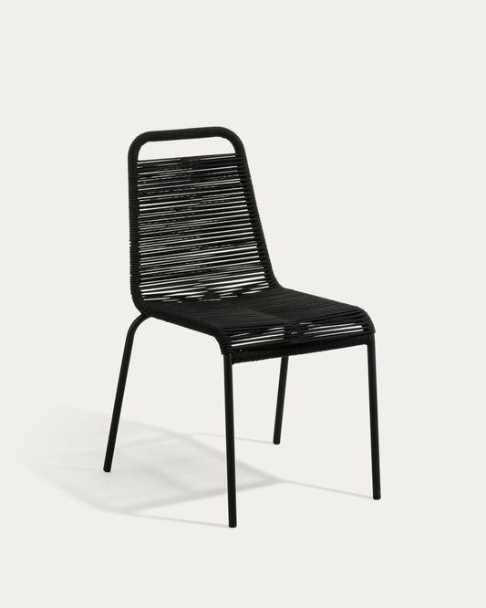 Chaise empilable Lambton en corde noire et acier finition noire