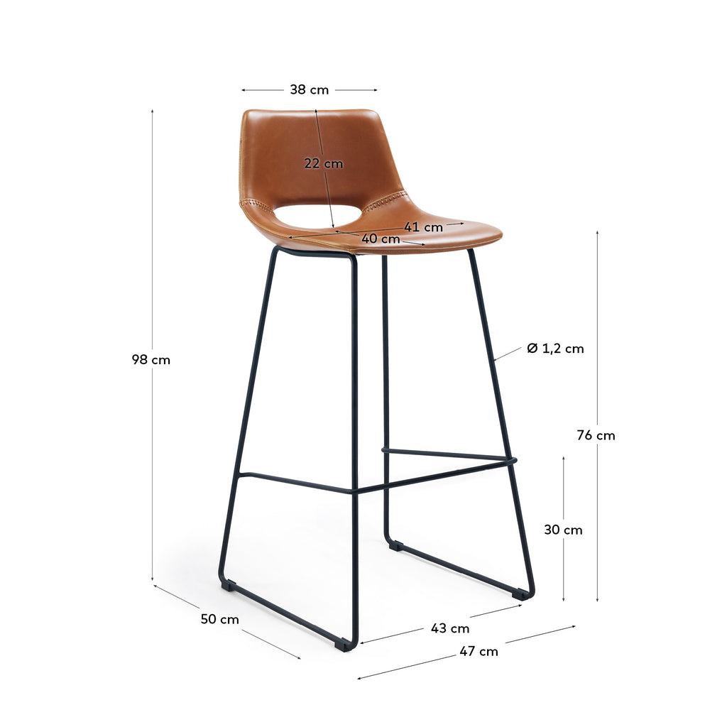 Tabouret Zahara en polyuréthane marron hauteur 76 cm FSC 100%