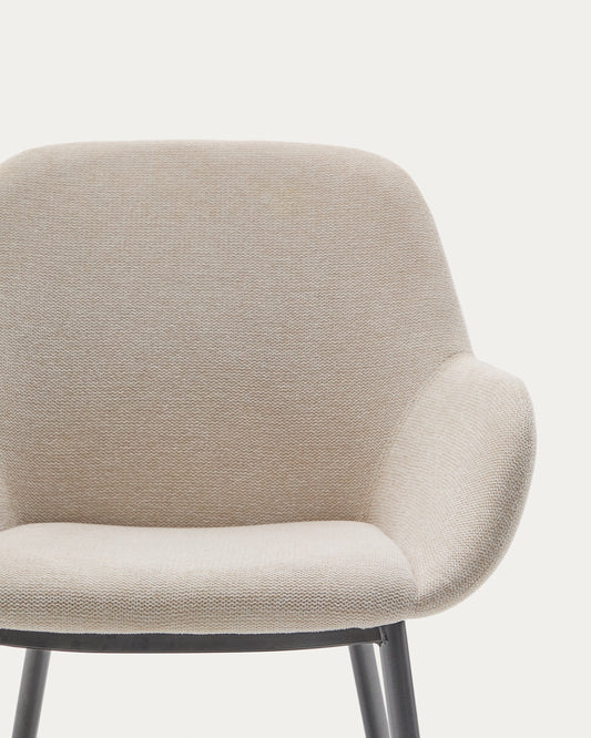 Chaise Konna beige et pieds en acier finition noire