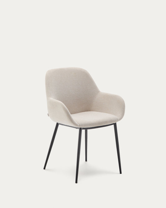 Chaise Konna beige et pieds en acier finition noire
