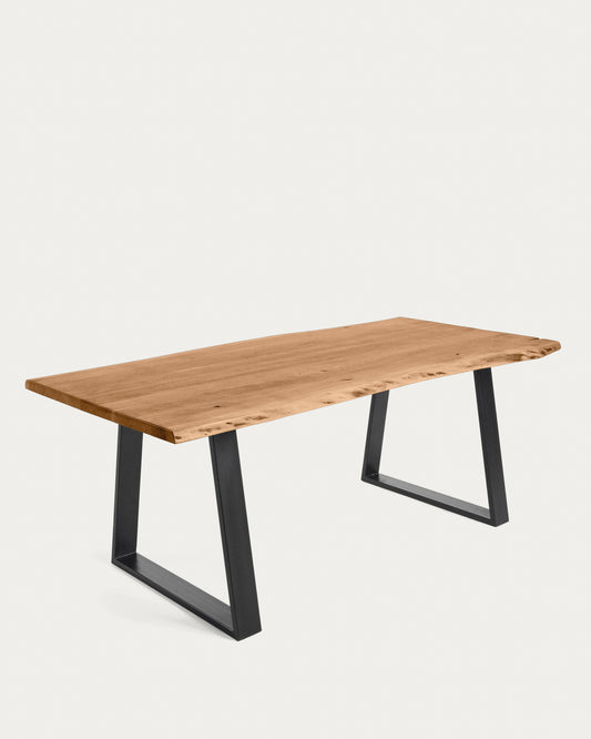 Table Alaia en acacia et pieds en acier noir 160 x 90 cm