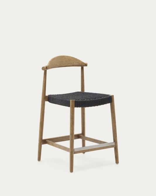 Tabouret Nina en acacia, finition naturelle et corde noire, hauteur 62 cm FSC 100 %