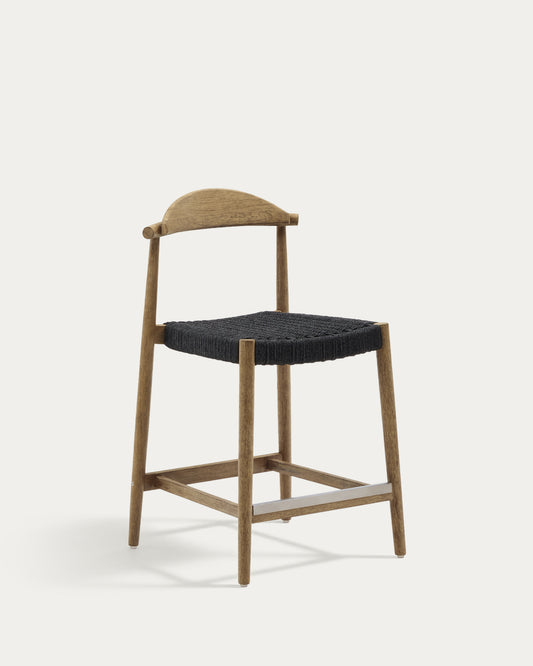 Tabouret Nina en acacia, finition naturelle et corde noire, hauteur 62 cm FSC 100 %