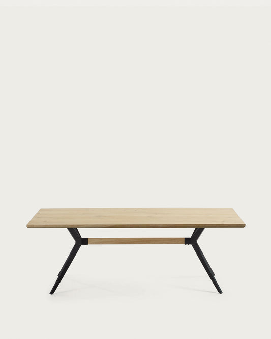Table Amethyst placage chêne blanchi et pieds acier finition noire 160 x 90 cm