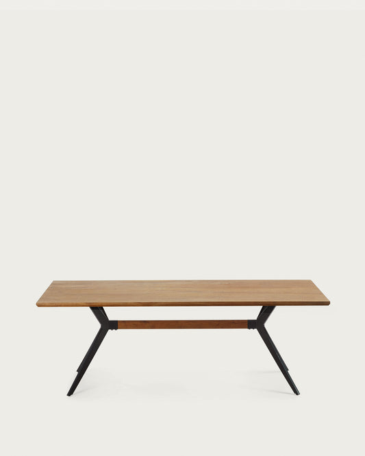 Table Amethyst placage de chêne effet vieilli et pieds en acier finition noire 160 x 90 cm