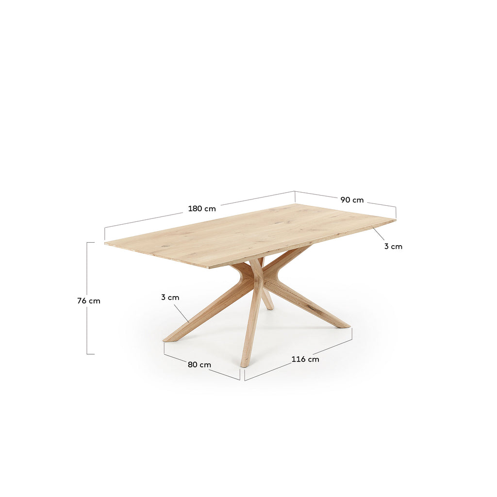 Table Armande en contreplaqué de chêne avec finition blanchie 180 x 90 cm