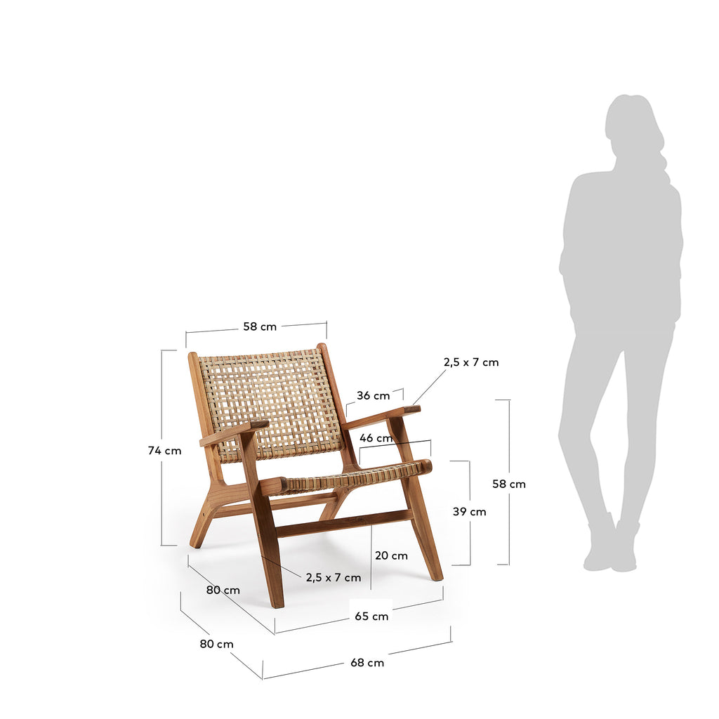 Fauteuil Grignoon en bois d'acacia et osier tressé FSC 100 %