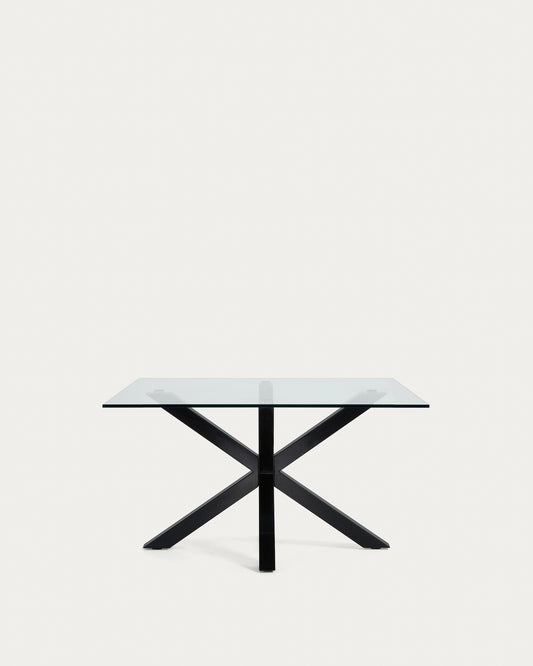 Table basse Argo 130 x 70 cm en verre et pieds noir