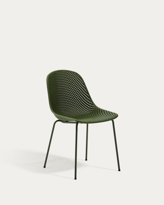 Chaise d’extérieur Quinby avec pieds en acier vert