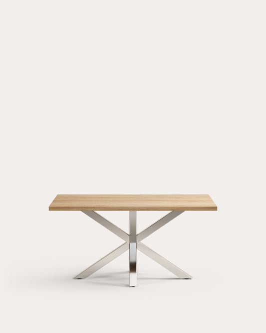 Table Argo 160 cm mélamine naturel pieds en acier inoxydable