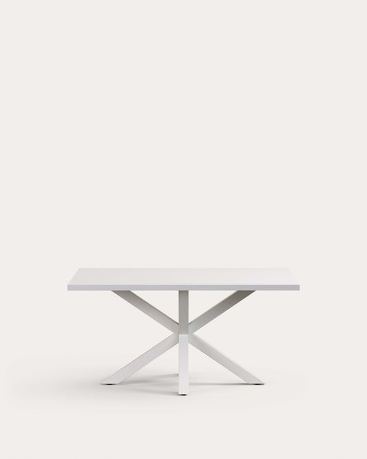 Table Argo en mélaminé finition blanche et pieds en acier finition blanche 160 x 100 cm