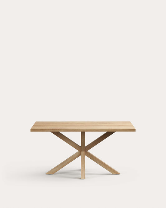 Table Argo en mélaminé finition naturelle et pieds en acier effet bois 160 x 100 cm