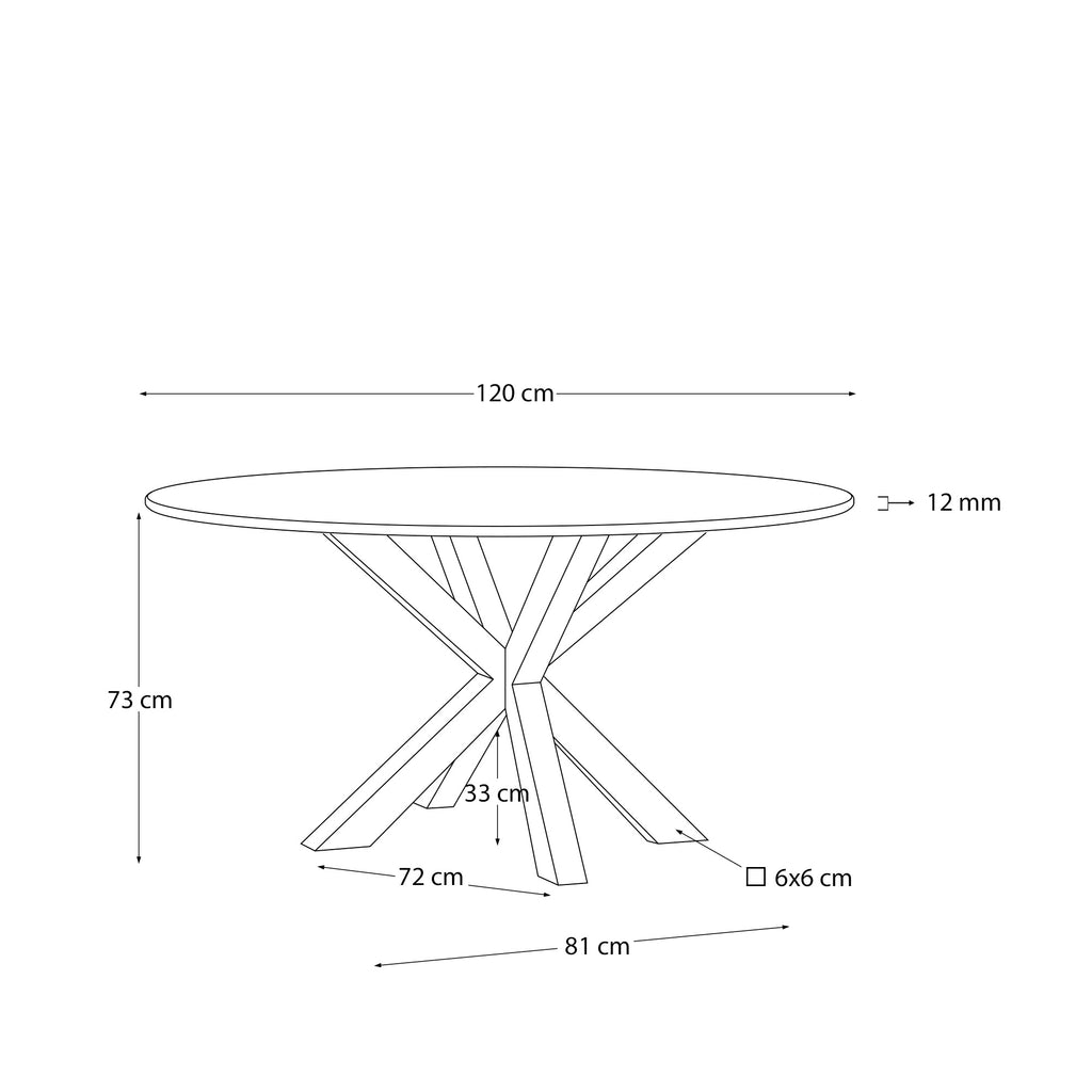 Table ronde Argo en verre et pieds en acier effet bois Ø 119 cm