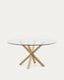 Table ronde Argo en verre avec des pieds en acier effet bois Ø 150 cm