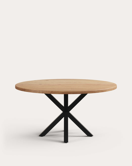 Table ronde Argo en bois d’acacia et pieds en acier finition noire Ø 150 cm