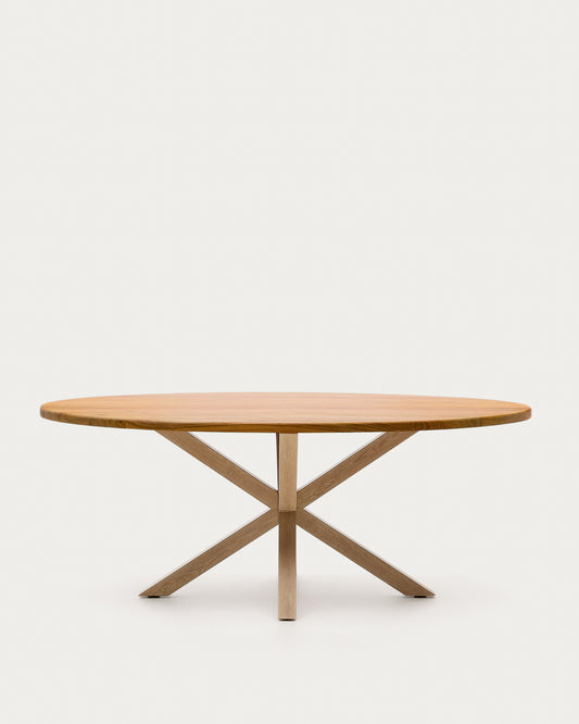 Table ovale Argo en bois d’acacia et pieds en acier effet bois Ø 200 x 100 cm