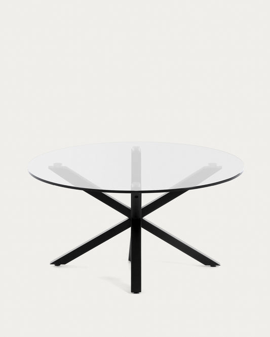 Table basse Argo en verre et pieds en acier noir Ø 82 cm
