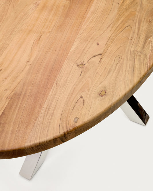 Table ovale Argo en bois d’acacia et pieds en acier inoxydable Ø 200 x 100 cm