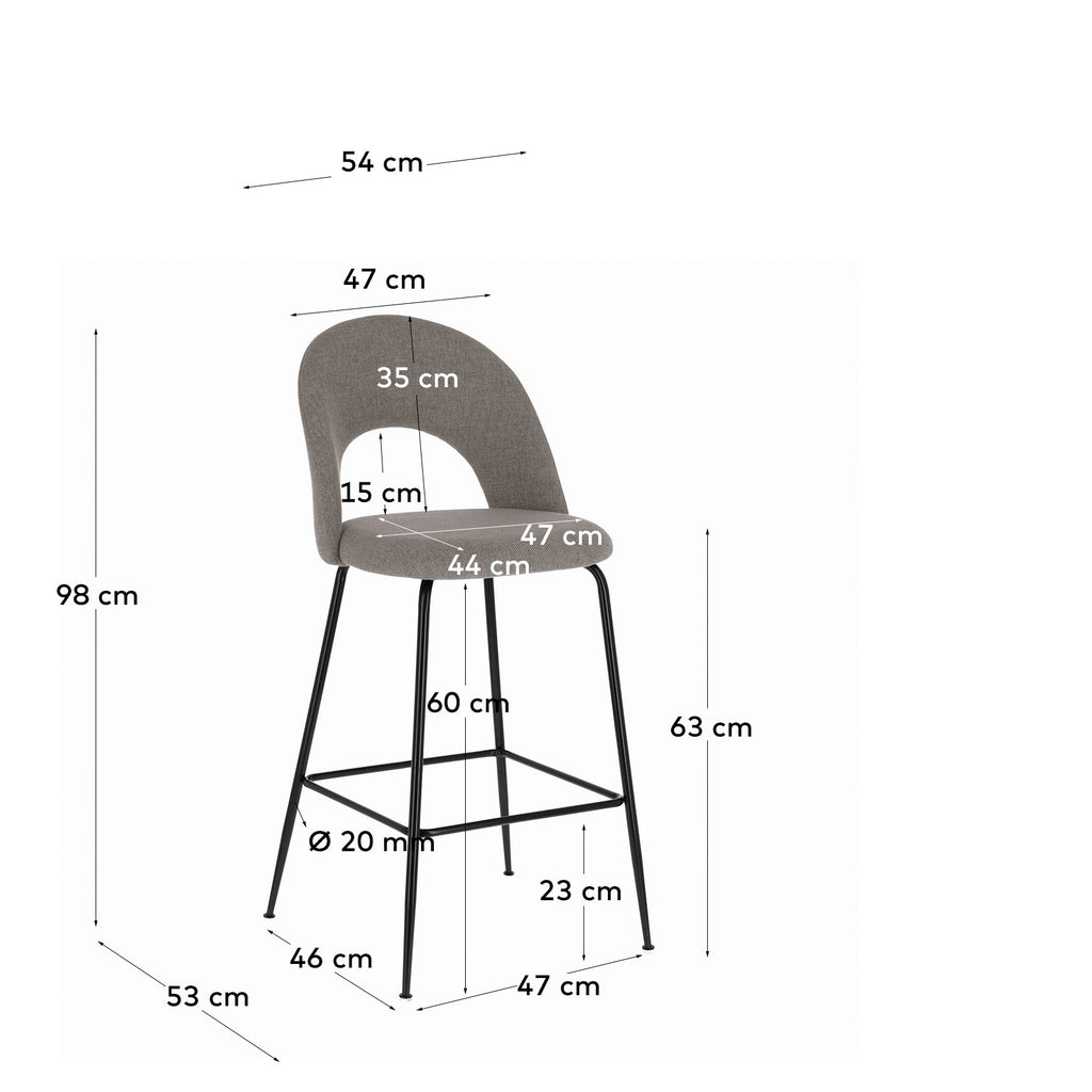 Tabouret Mahalia gris clair hauteur 63 cm FSC 100%