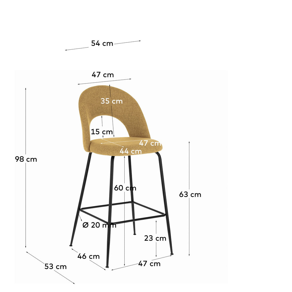 Tabouret Mahalia moutarde hauteur 63 cm FSC 100%