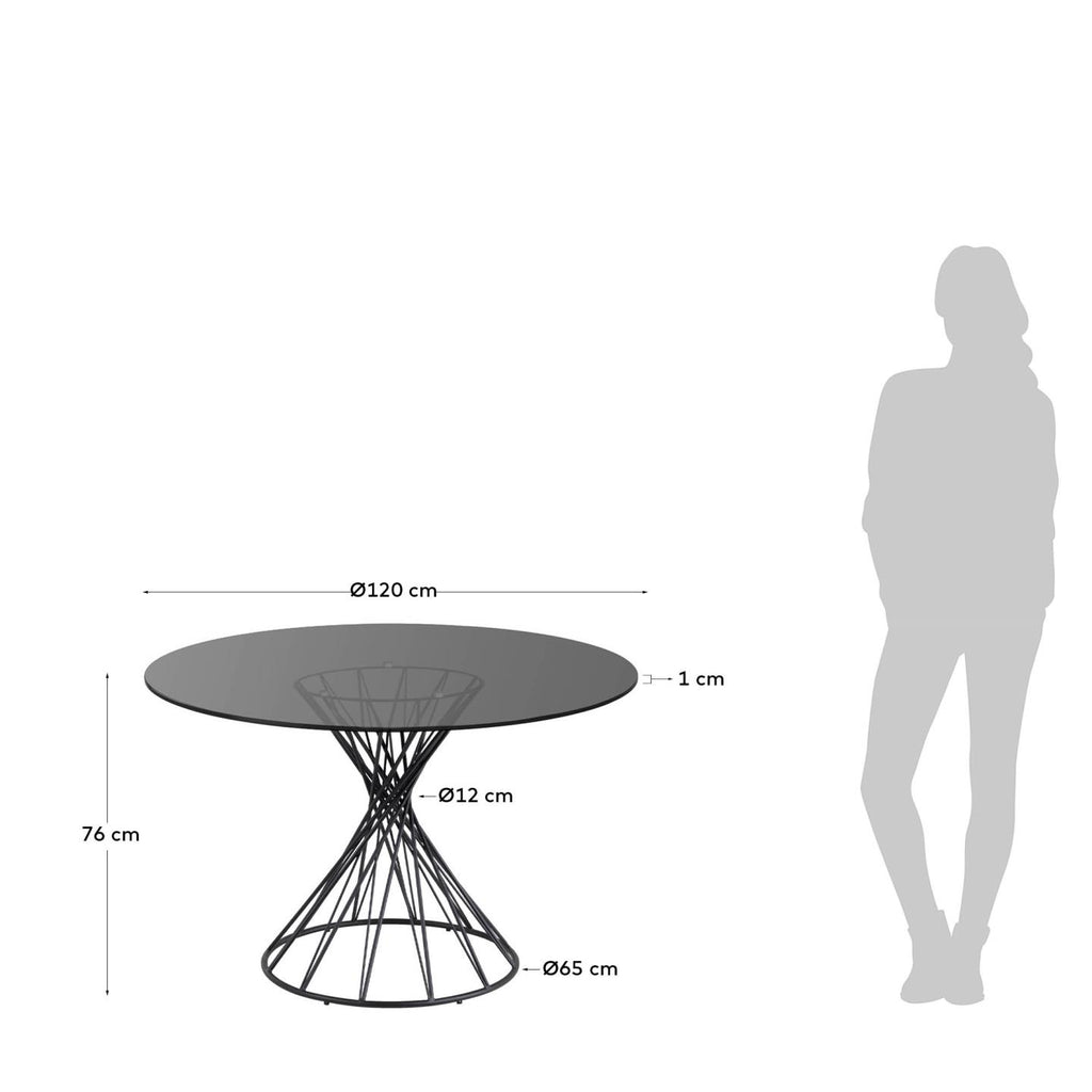 Table ronde Niut en verre et pieds en acier finition noire Ø 120 cm