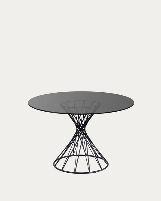 Table ronde Niut en verre et pieds en acier finition noire Ø 120 cm