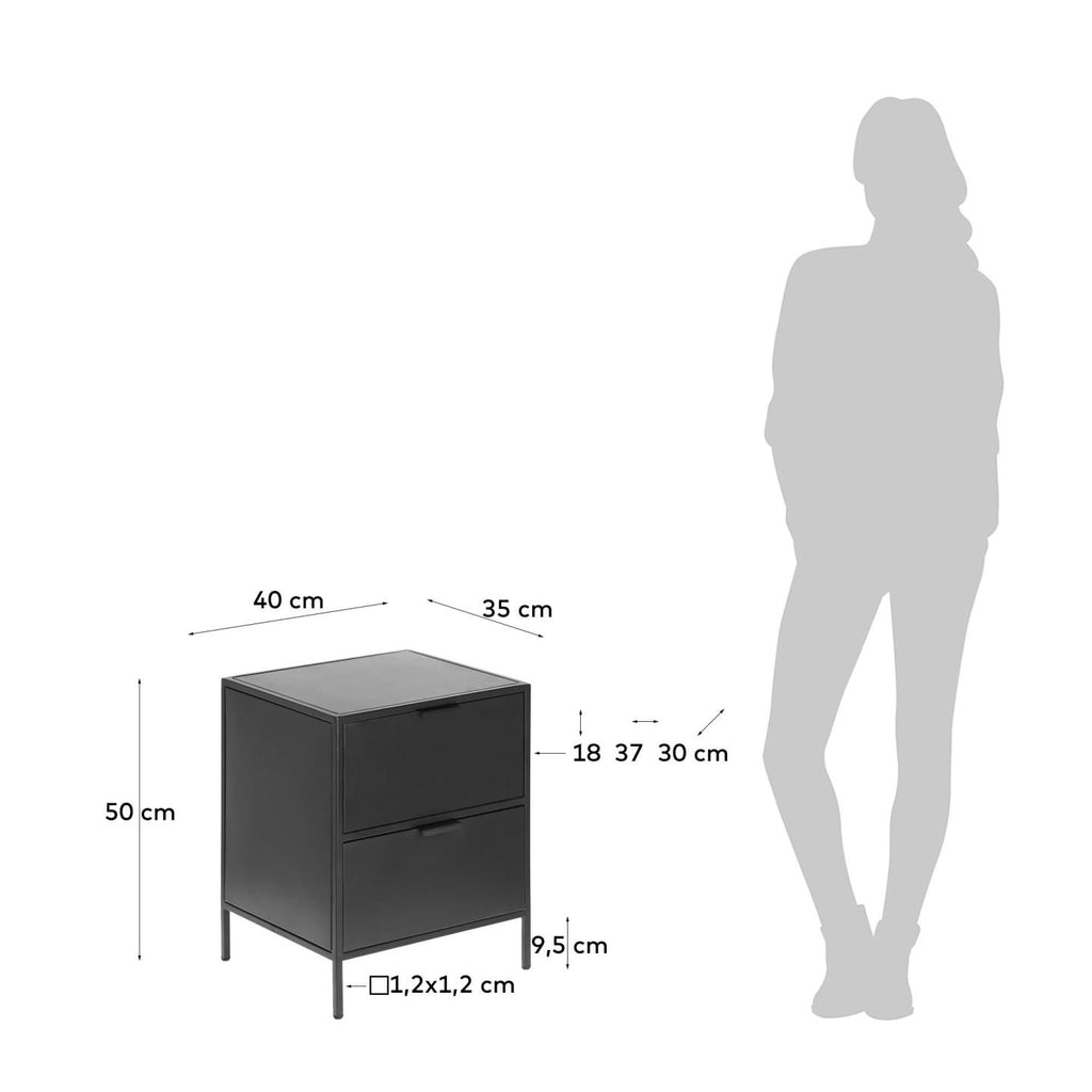 Table de chevet Shantay en acier finition noire 40 x 50 cm