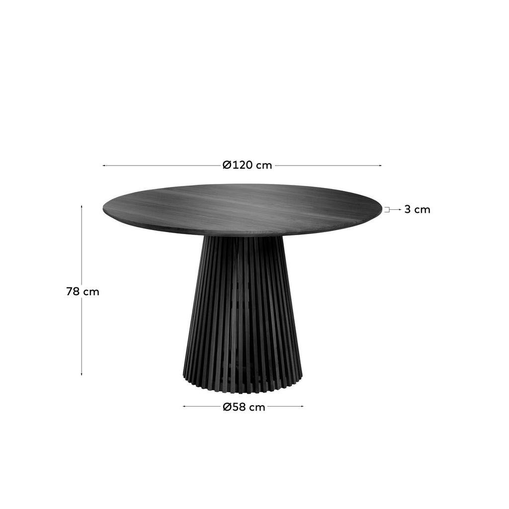 Table ronde Jeanette en bois de Mindy noir Ø 120 cm