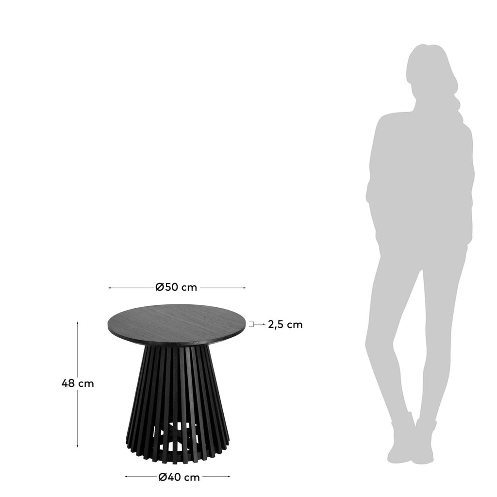 Table d’appoint Jeanette en bois de Mindy noir Ø 50 cm